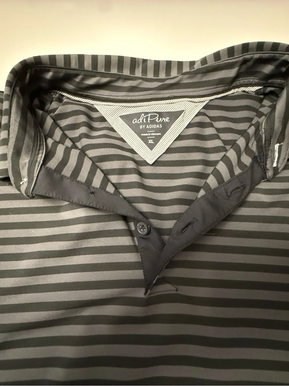 Adi Pure Adidas Men’s Striped Polo Shirt - Black & Gray